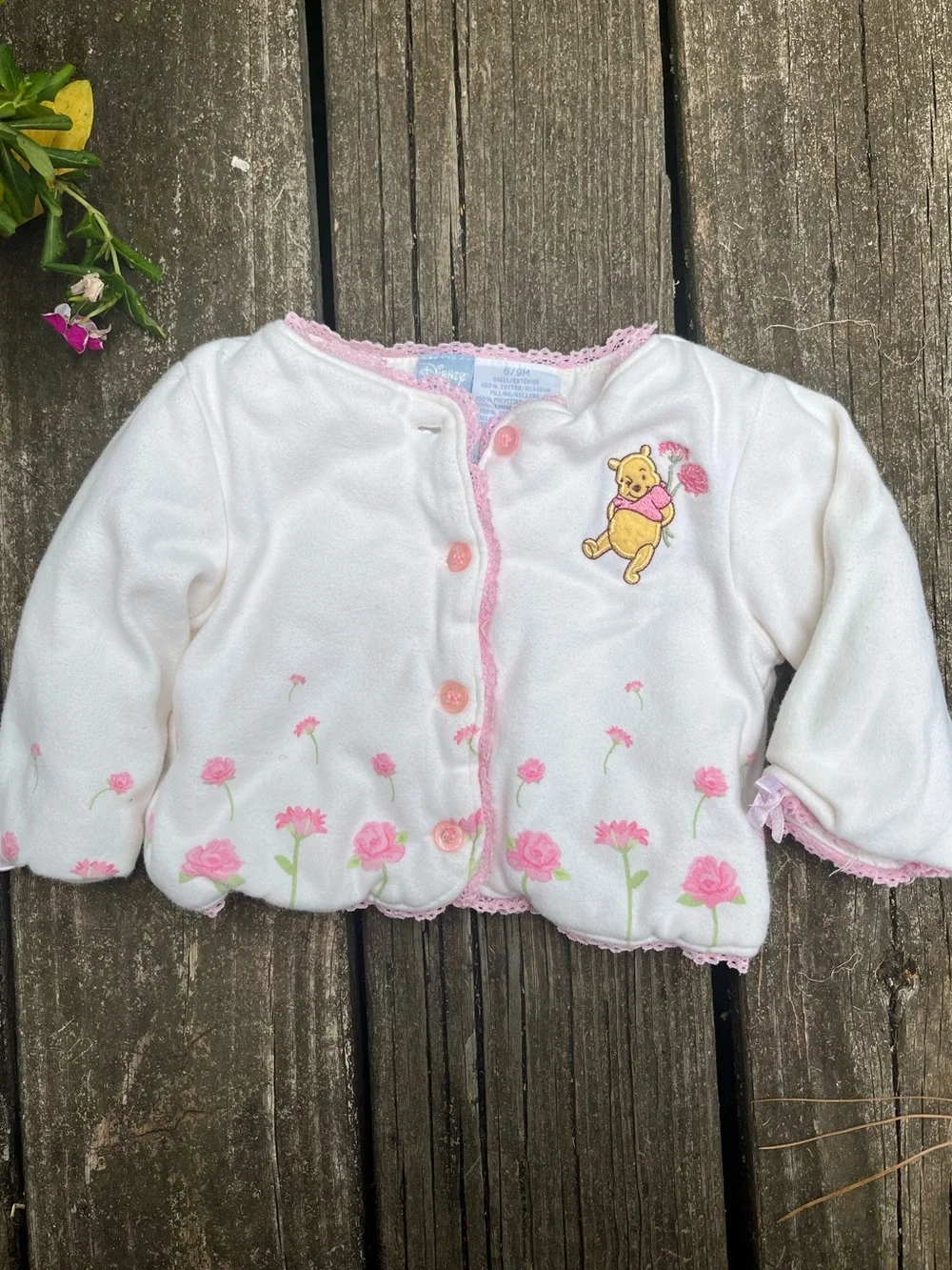 Disney Baby White & Pink Winnie the Pooh Embroidered Jacket/Coat
